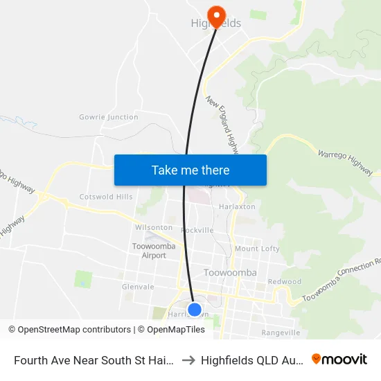 Fourth Ave Near South St Hail 'N' Ride to Highfields QLD Australia map