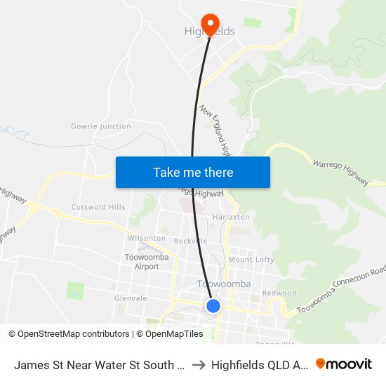 James St Near Water St South Hail 'N' Ride to Highfields QLD Australia map