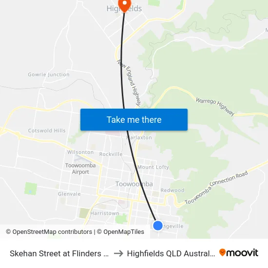 Skehan Street at Flinders St to Highfields QLD Australia map
