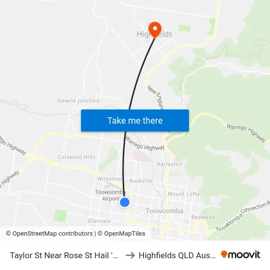 Taylor St Near Rose St Hail 'N' Ride to Highfields QLD Australia map