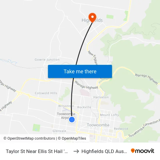 Taylor St Near Ellis St Hail 'N' Ride to Highfields QLD Australia map