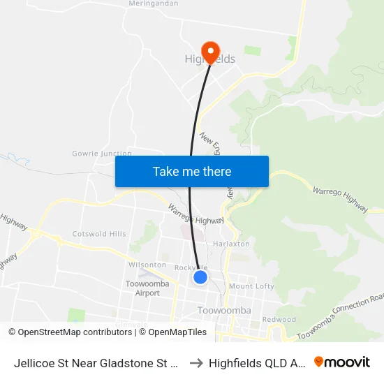 Jellicoe St Near Gladstone St Hail 'N' Ride to Highfields QLD Australia map