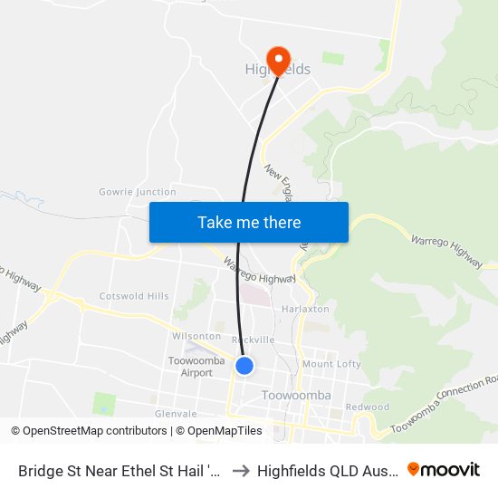 Bridge St Near Ethel St Hail 'N' Ride to Highfields QLD Australia map