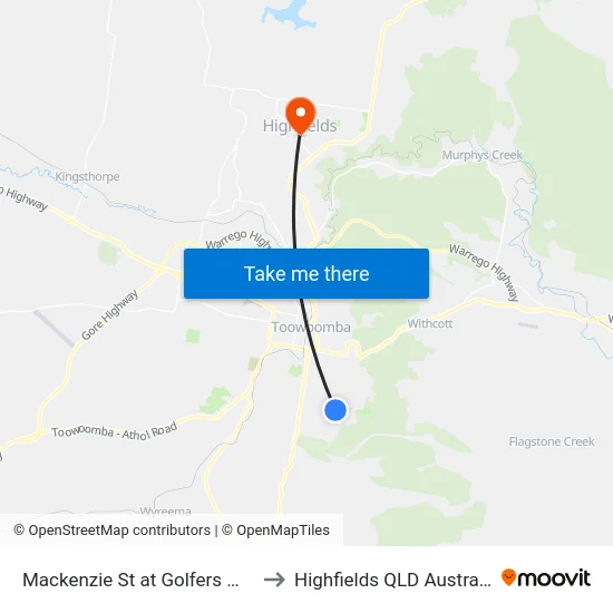 Mackenzie St at Golfers Way to Highfields QLD Australia map