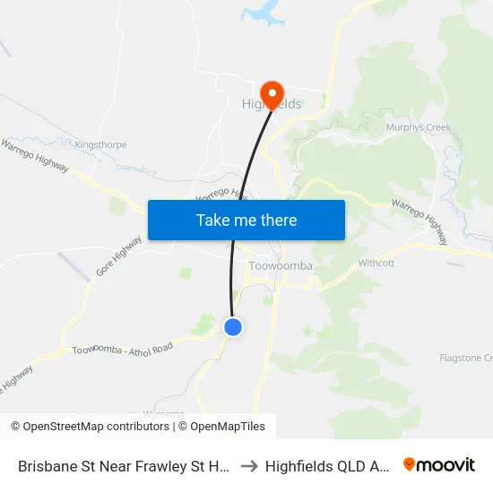 Brisbane St Near Frawley St Hail 'N' Ride to Highfields QLD Australia map