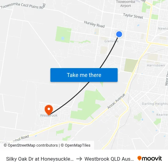 Silky Oak Dr at Honeysuckle Drive to Westbrook QLD Australia map
