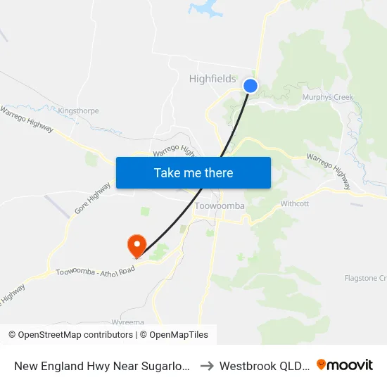 New England Hwy Near Sugarloaf Rd Hail 'N' Ride to Westbrook QLD Australia map