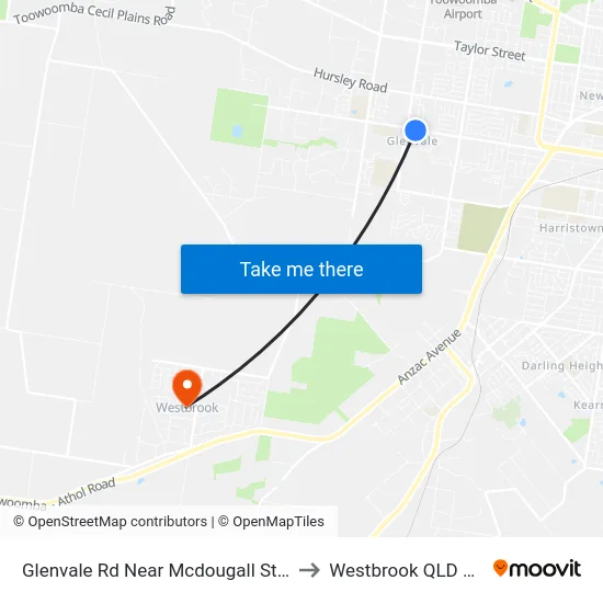 Glenvale Rd Near Mcdougall St Hail 'N' Ride to Westbrook QLD Australia map