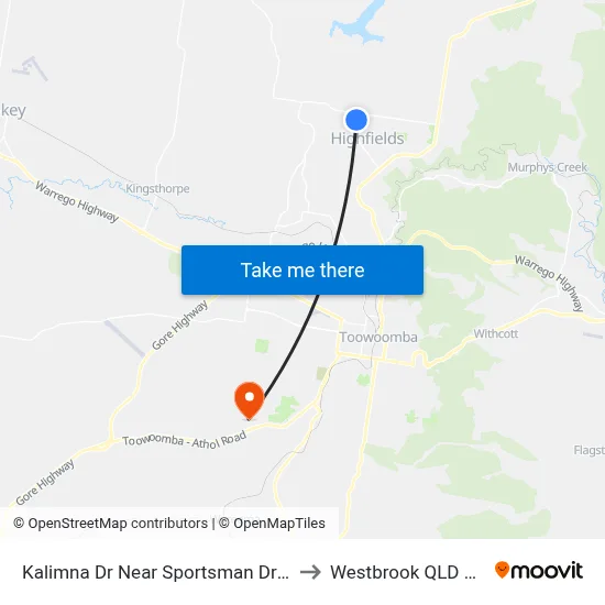 Kalimna Dr Near Sportsman Dr Hail 'N' Ride to Westbrook QLD Australia map