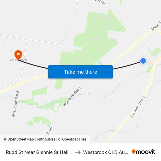 Rudd St Near Glennie St Hail 'N' Ride to Westbrook QLD Australia map
