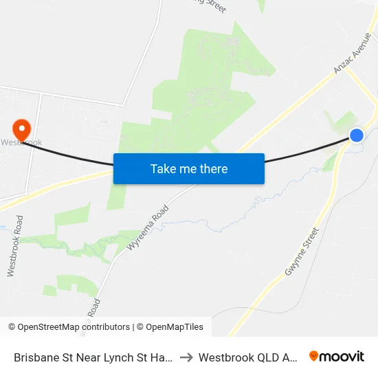 Brisbane St Near Lynch St Hail 'N' Ride to Westbrook QLD Australia map