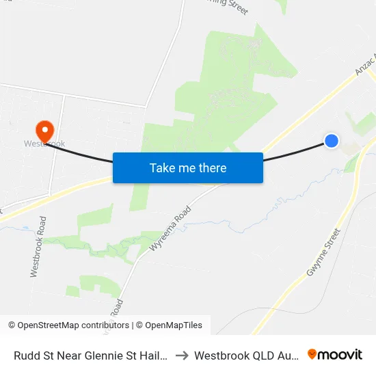 Rudd St Near Glennie St Hail 'N' Ride to Westbrook QLD Australia map