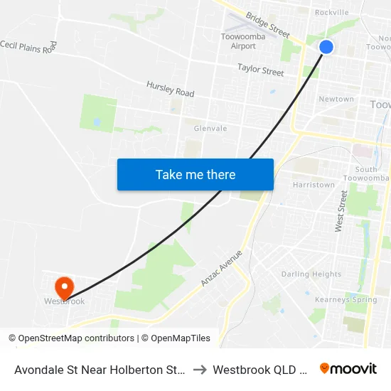 Avondale St Near Holberton St Hail 'N' Ride to Westbrook QLD Australia map