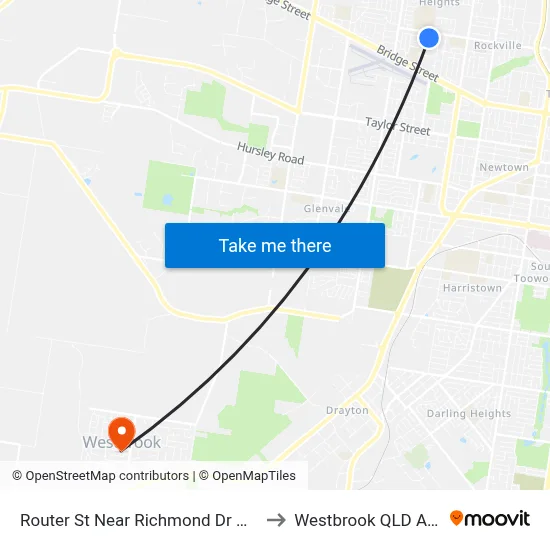 Router St Near Richmond Dr Hail 'N' Ride to Westbrook QLD Australia map