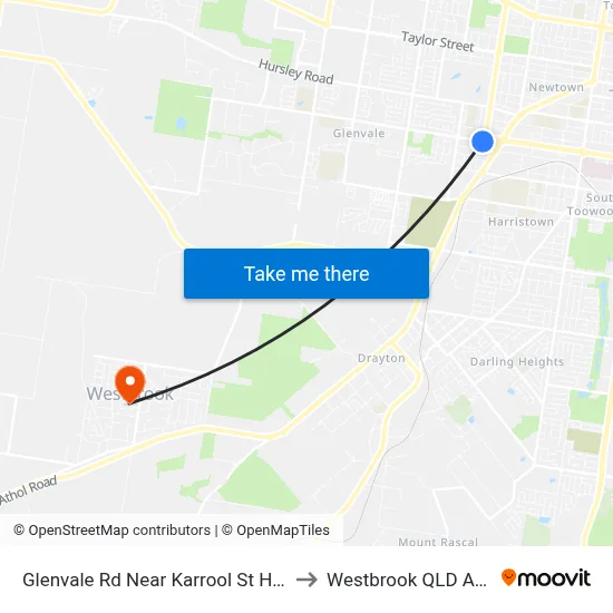 Glenvale Rd Near Karrool St Hail 'N' Ride to Westbrook QLD Australia map