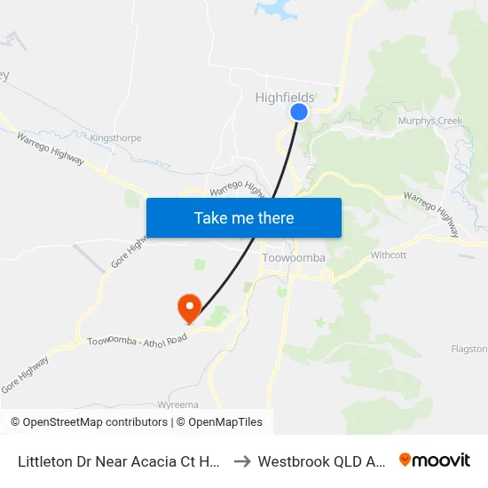 Littleton Dr Near Acacia Ct Hail 'N' Ride to Westbrook QLD Australia map