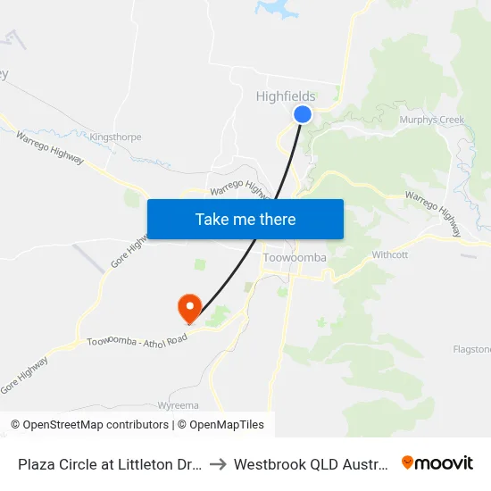 Plaza Circle at Littleton Drive to Westbrook QLD Australia map