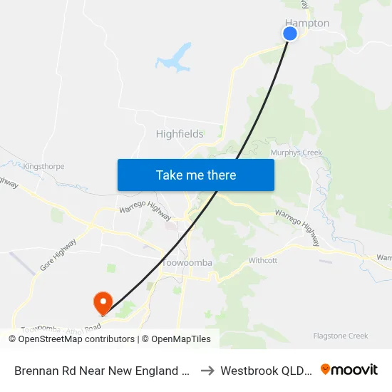 Brennan Rd Near New England Hwy Hail 'N' Ride to Westbrook QLD Australia map