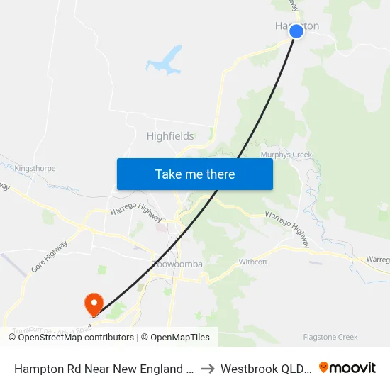 Hampton Rd Near New England Hwy Hail 'N' Ride to Westbrook QLD Australia map