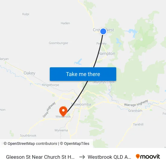 Gleeson St Near Church St Hail 'N' Ride to Westbrook QLD Australia map