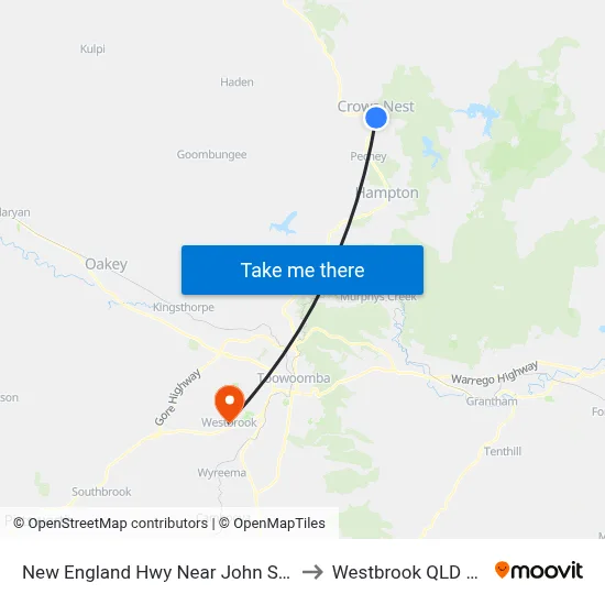 New England Hwy Near John St Hail 'N' Ride to Westbrook QLD Australia map