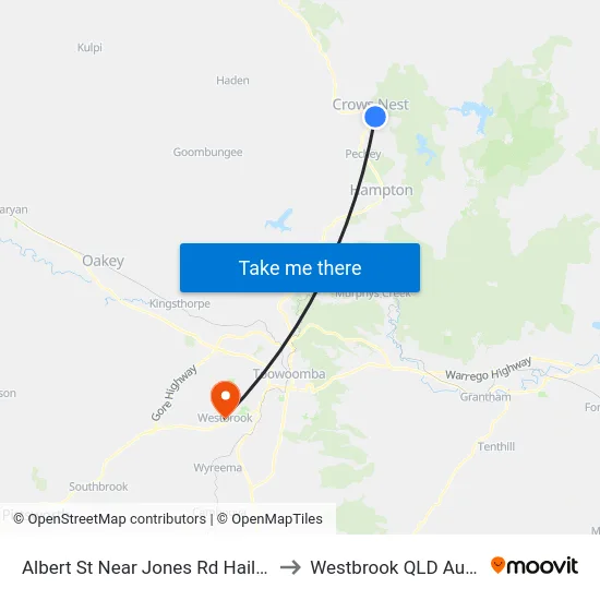 Albert St Near Jones Rd Hail 'N' Ride to Westbrook QLD Australia map