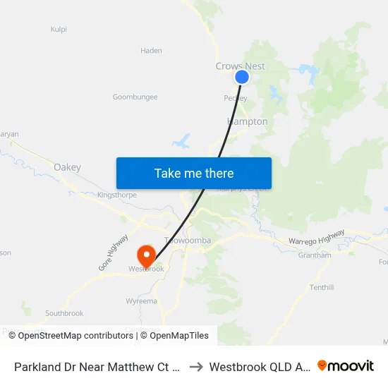 Parkland Dr Near Matthew Ct Hail 'N' Ride to Westbrook QLD Australia map