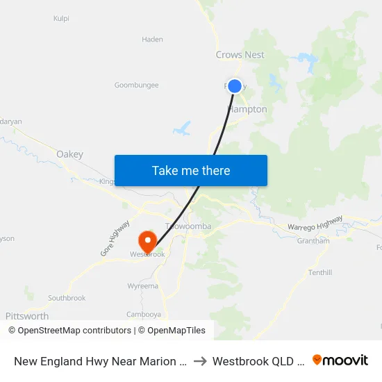 New England Hwy Near Marion St Hail 'N' Ride to Westbrook QLD Australia map