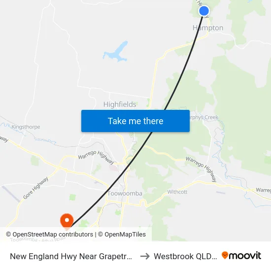 New England Hwy Near Grapetree Rd Hail 'N' Ride to Westbrook QLD Australia map