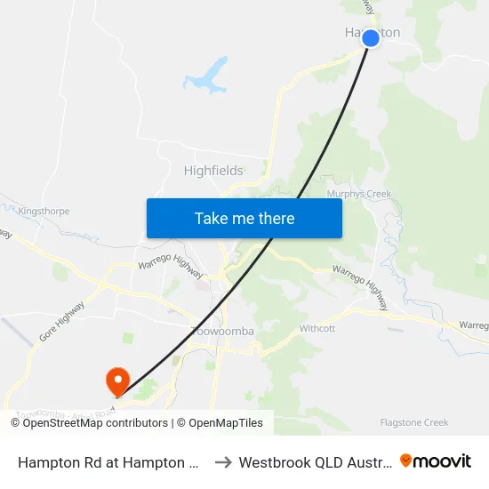 Hampton Rd at Hampton Store to Westbrook QLD Australia map
