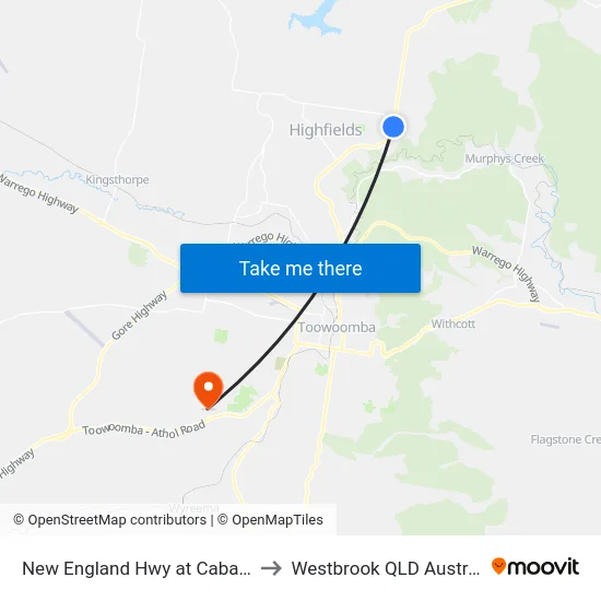 New England Hwy at Cabarlah to Westbrook QLD Australia map
