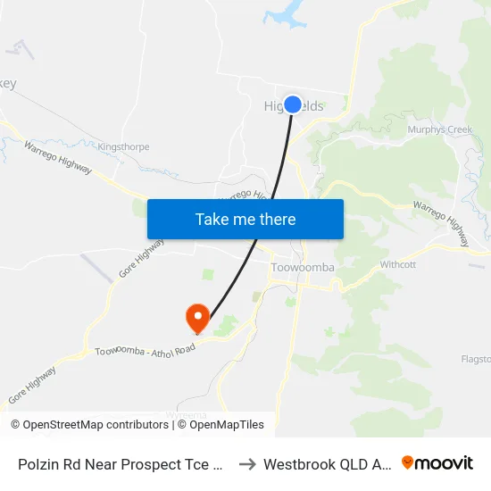 Polzin Rd Near Prospect Tce Hail 'N' Ride to Westbrook QLD Australia map