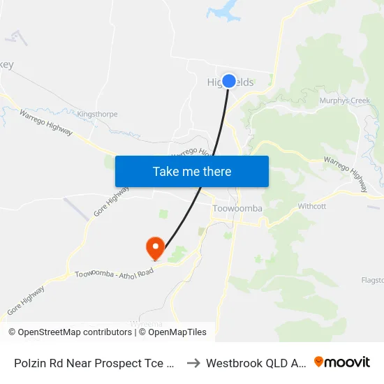 Polzin Rd Near Prospect Tce Hail 'N' Ride to Westbrook QLD Australia map