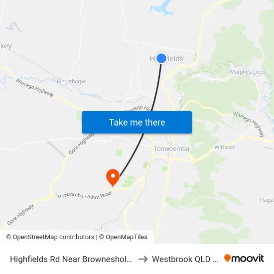 Highfields Rd Near Brownesholme Village Hnr to Westbrook QLD Australia map