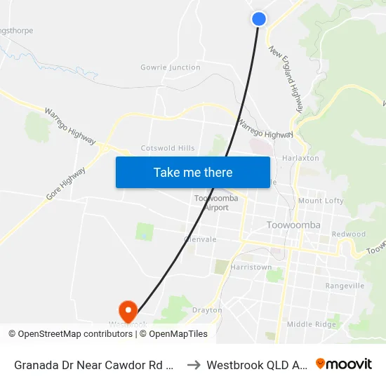 Granada Dr Near Cawdor Rd Hail 'N' Ride to Westbrook QLD Australia map