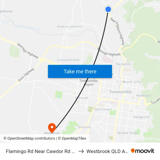 Flamingo Rd Near Cawdor Rd Hail 'N' Ride to Westbrook QLD Australia map
