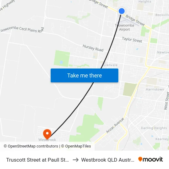 Truscott Street at Paull Street to Westbrook QLD Australia map