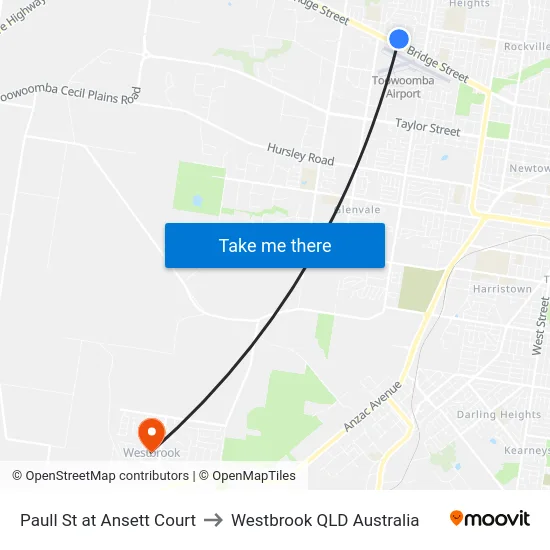 Paull St at Ansett Court to Westbrook QLD Australia map