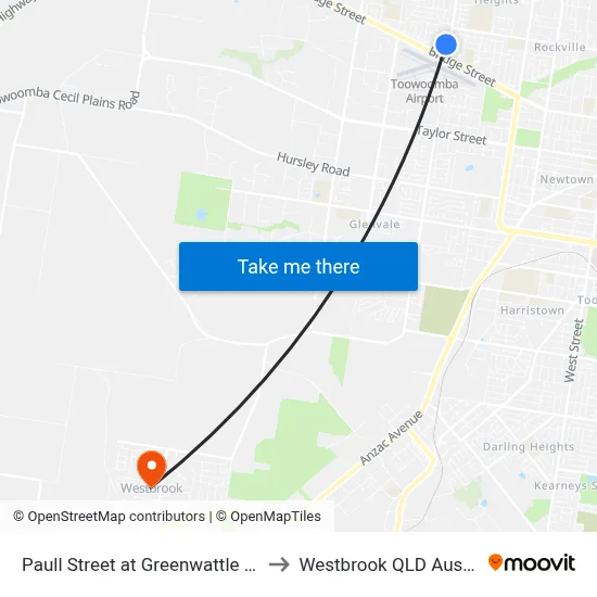 Paull Street at Greenwattle Street to Westbrook QLD Australia map