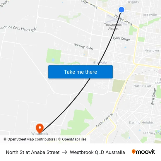 North St at Anaba Street to Westbrook QLD Australia map