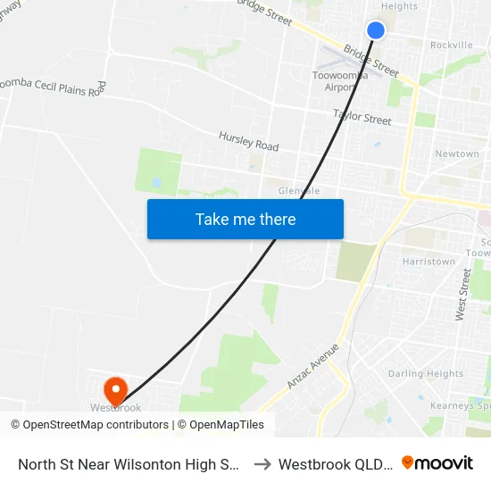 North St Near Wilsonton High School Hail 'N' Ride to Westbrook QLD Australia map