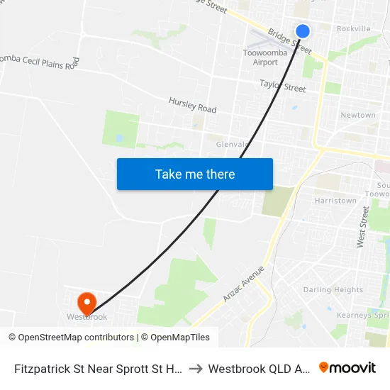 Fitzpatrick St Near Sprott St Hail 'N' Ride to Westbrook QLD Australia map