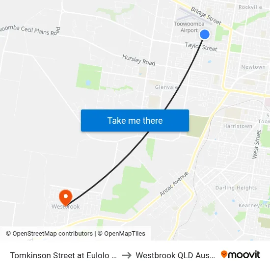 Tomkinson Street at Eulolo Street to Westbrook QLD Australia map