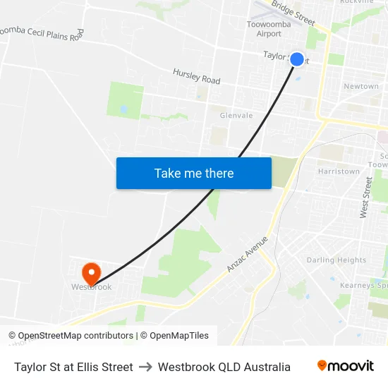 Taylor St at Ellis Street to Westbrook QLD Australia map