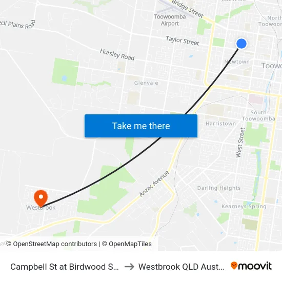 Campbell St at Birdwood Street to Westbrook QLD Australia map