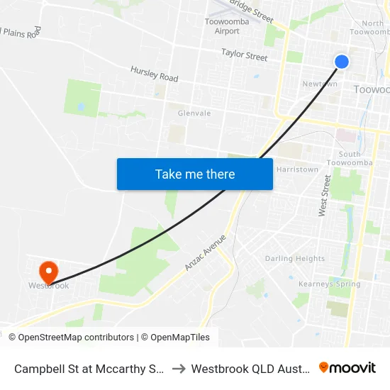 Campbell St at Mccarthy Street to Westbrook QLD Australia map