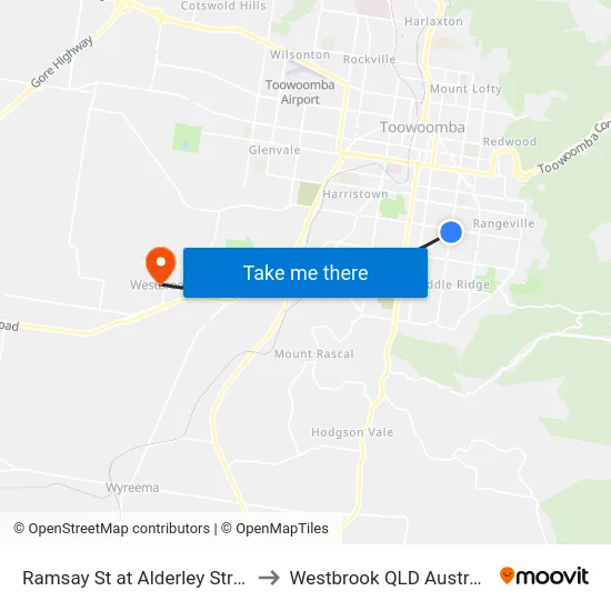 Ramsay St at Alderley Street to Westbrook QLD Australia map