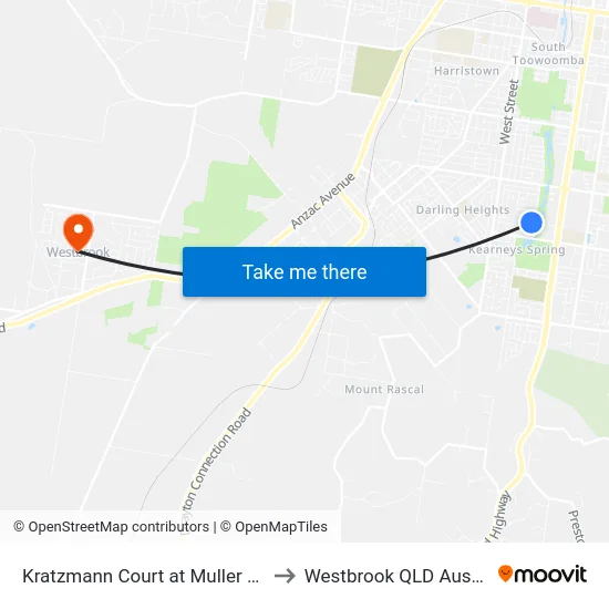 Kratzmann Court at Muller Street to Westbrook QLD Australia map
