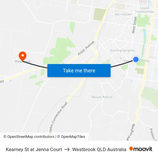 Kearney St at Jenna Court to Westbrook QLD Australia map