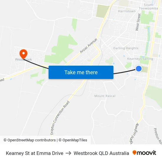 Kearney St at Emma Drive to Westbrook QLD Australia map